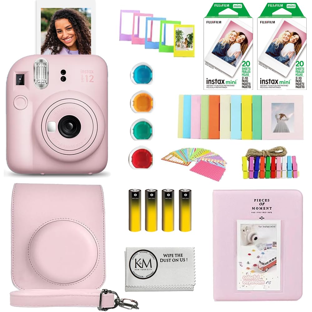 instax mini 12ピンク ケース&フィルム&落書き用ペン6本付き Amazon.com : FUJIFILM INSTAX Mini 12 Instant Film Camera | Blossom
